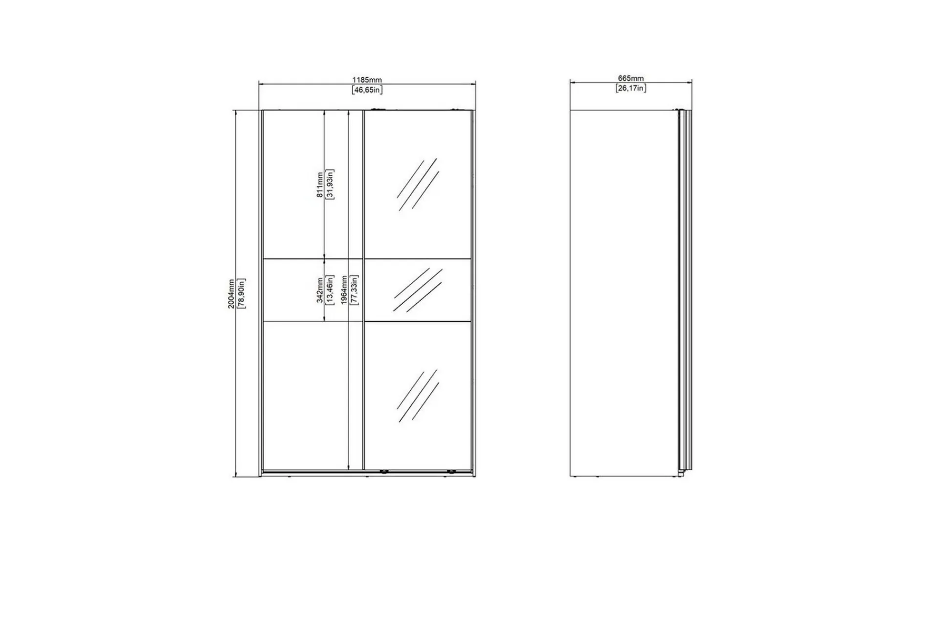 Tvilum Takeru Garderobe med Speil 119x200 cm