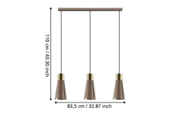 Eglo Kjøkkenlampe-Takpendel Losalomas med 3 lamper Bronse,Gull
