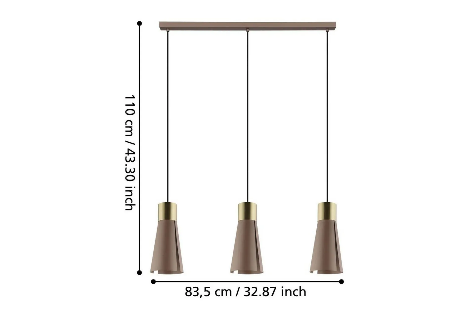 Eglo Kjøkkenlampe-Takpendel Losalomas med 3 lamper Bronse,Gull