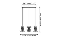 Eglo Kjøkkenlampe-Takpendel Maseta med 3 Lamper -Transparent Svart