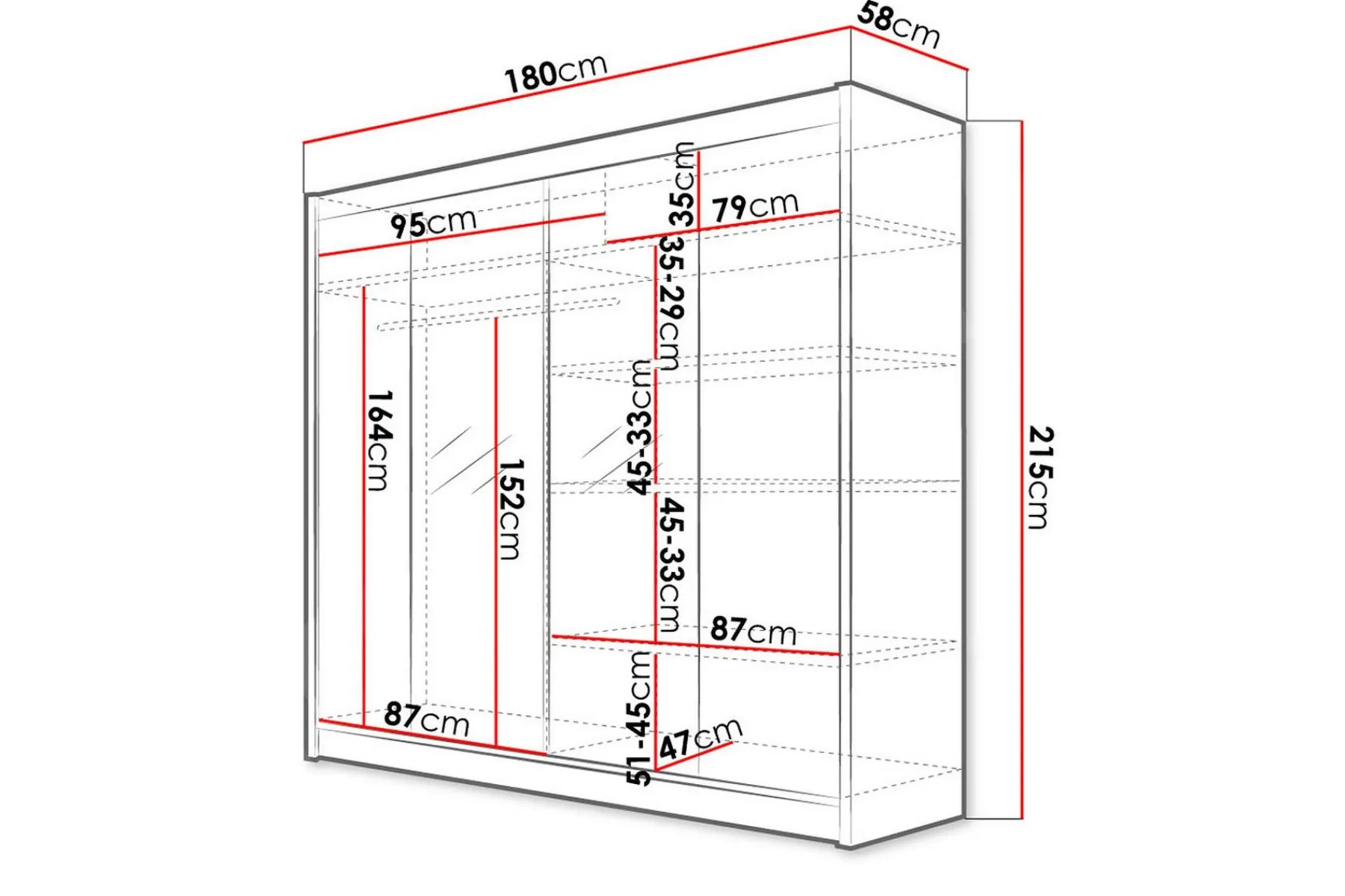 Talin Garderobe 180x58x215 cm