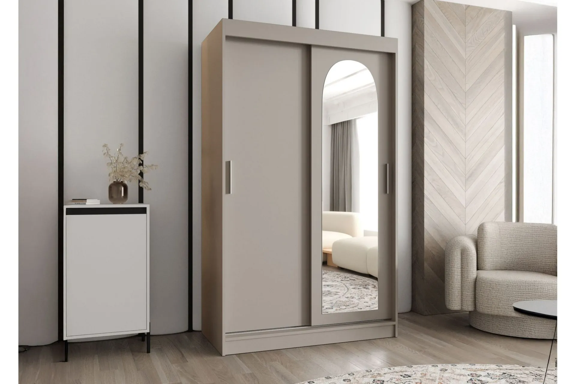 Garderober & Garderobesystem-Tallmo Garderobe Med Speil 120x200 cm Beige