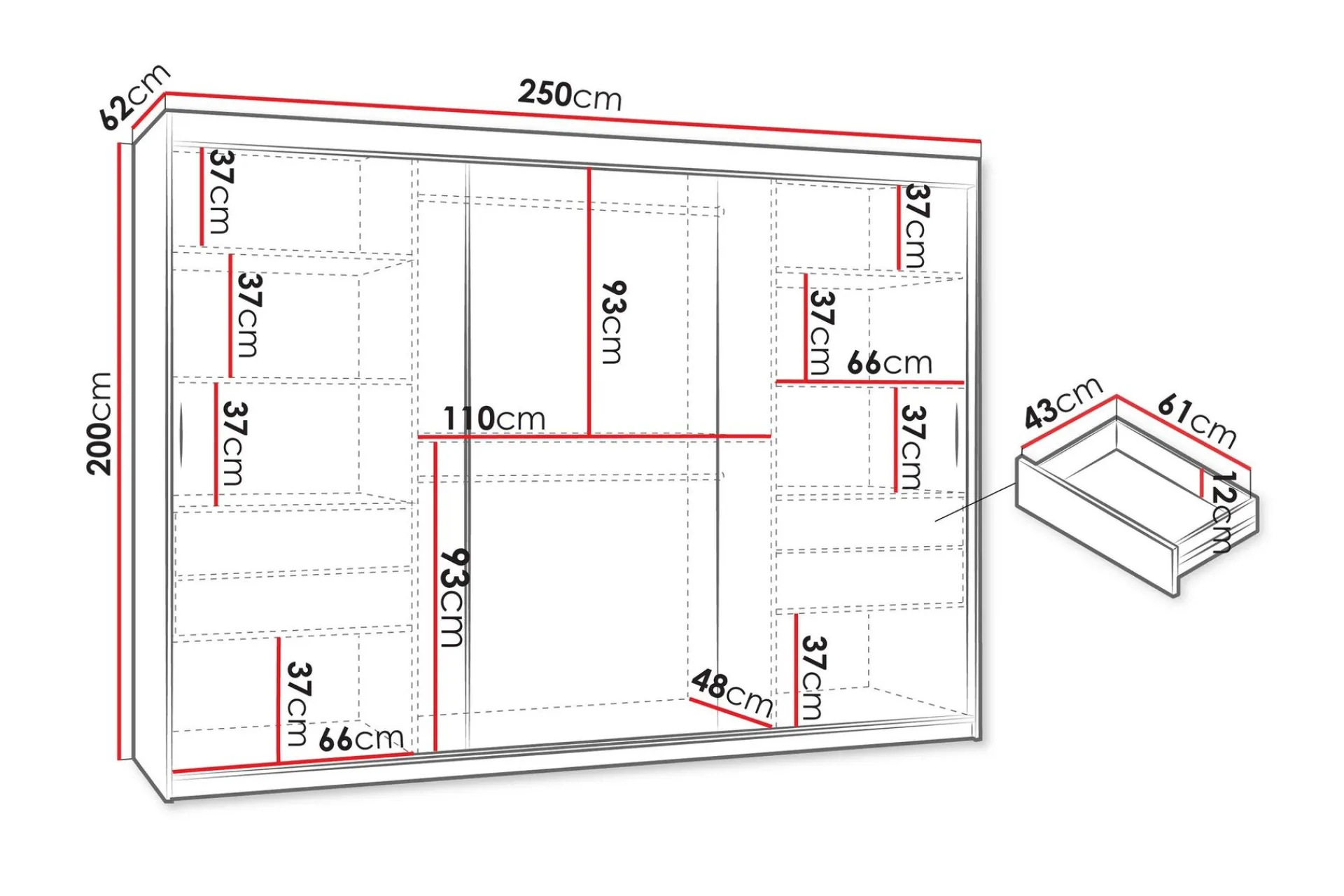 Tallmo Garderobe Med Speil 250x200 cm