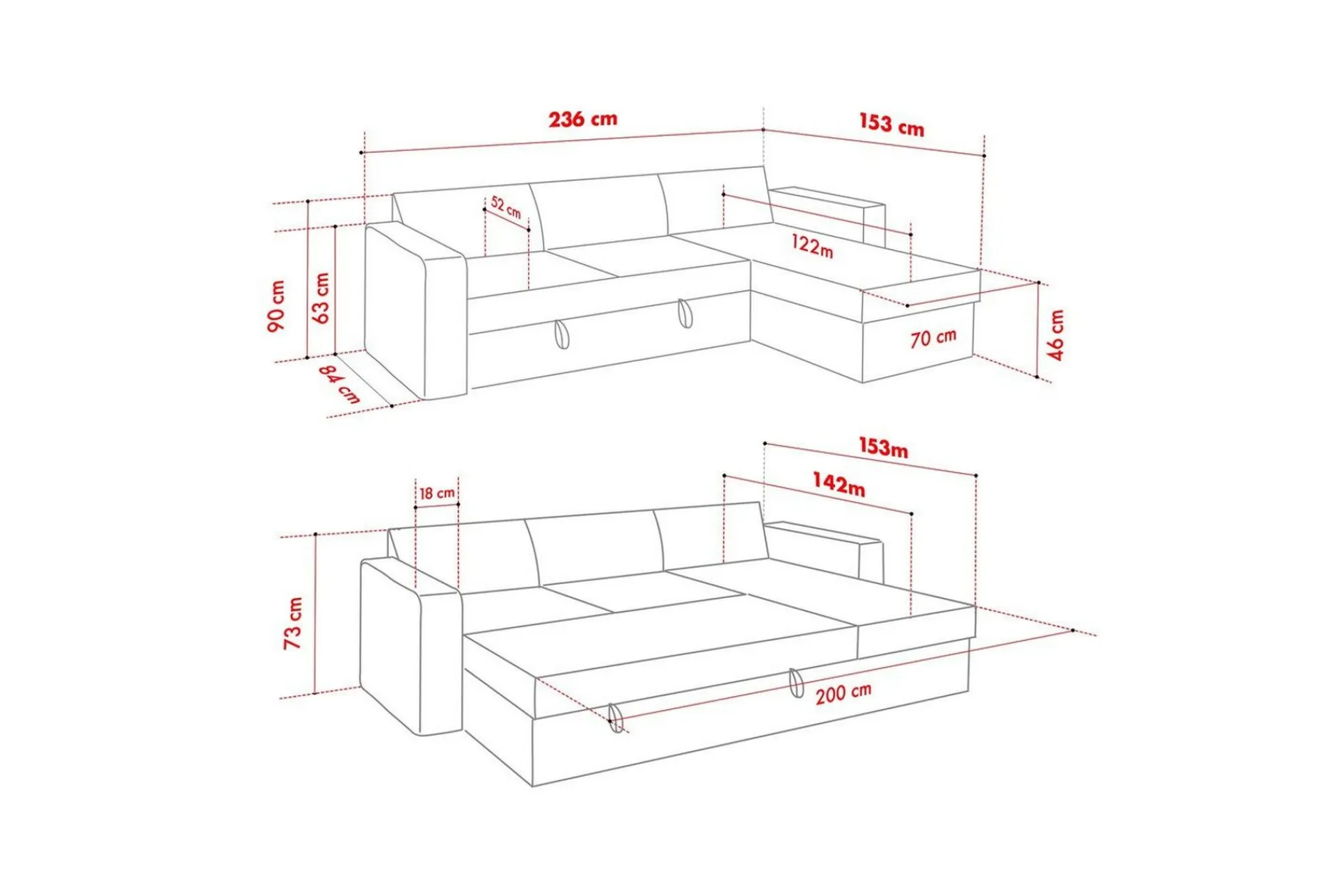 Tareen Sofa med Divan 3-seter