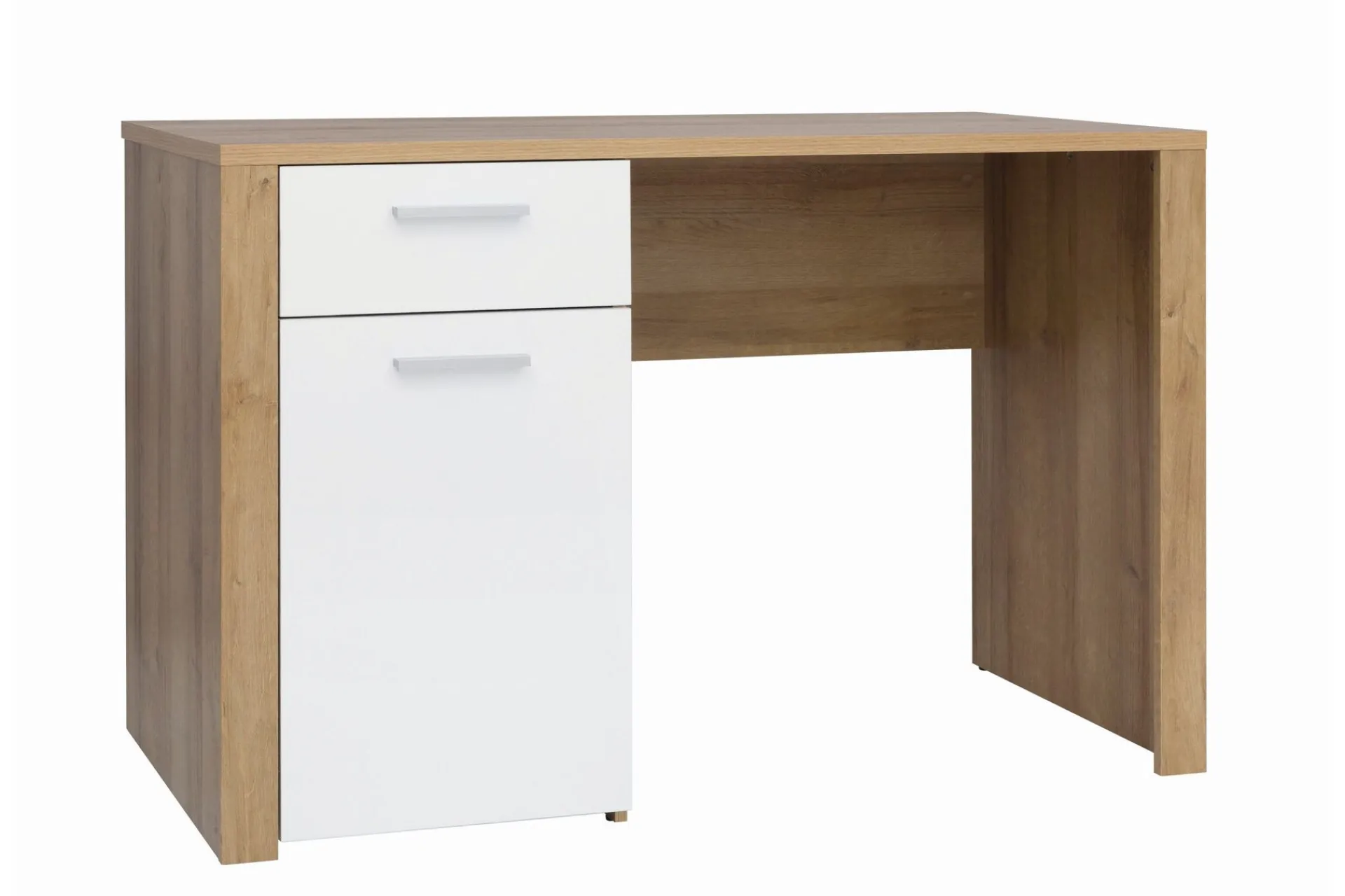Kontorbord-Tarka Databord 120 cm med Oppbevaring Lås + Skap Hvit,Tre/Natur