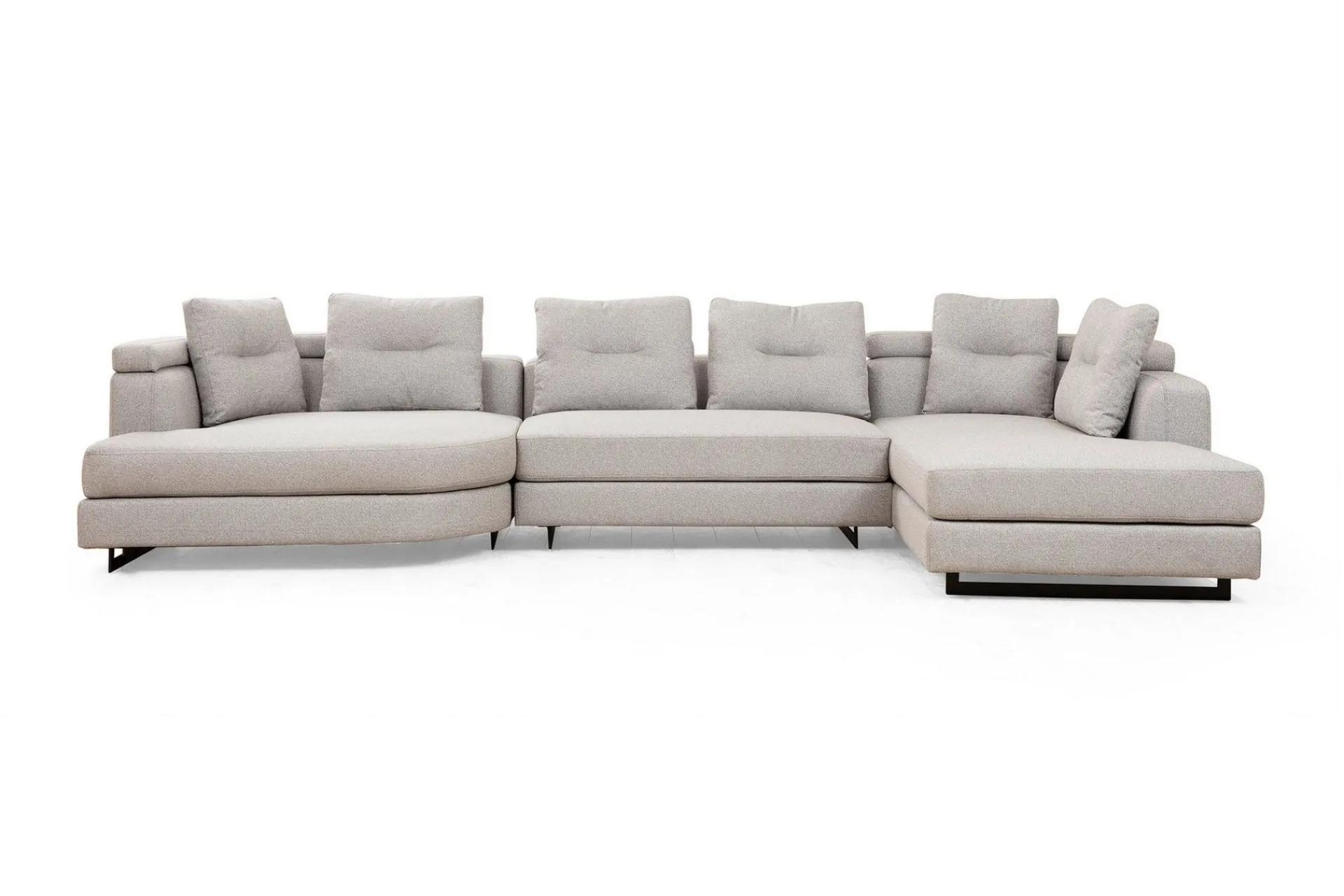 Sofa Med Sjeselong-Tekawa Sofa m. Divan 4-seters Lysegrå