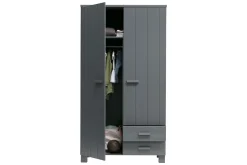 WOOOD Garderobeskap Barn|Oppbevaring Barnerom-Tenney Garderobe med 2 Skuffer 111 cm Grey