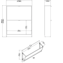 Tvilum Tenor Skoskap med 2 rom 70x16x85 cm