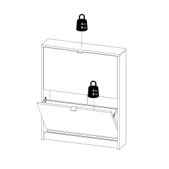 Tvilum Tenor Skoskap med 2 rom 70x16x85 cm