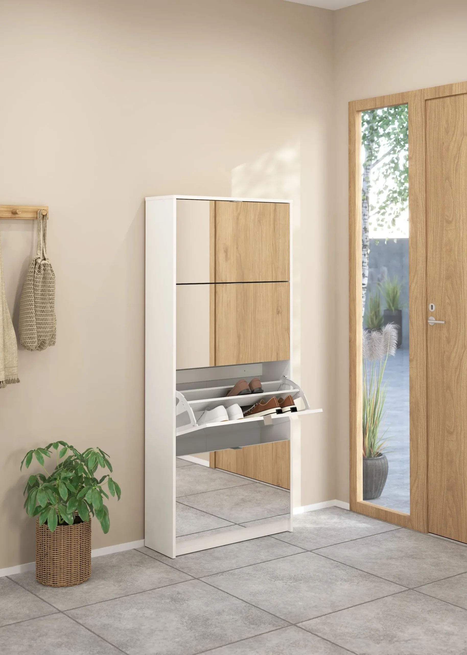 Tvilum Gangoppbevaring-Tenor Skoskap 4 rom 70x24x162 cm Hvit