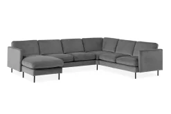 Hjørnesofa|Velour Sofa & Fløyel Sofa-Teodin Hjørnesofa med Divan Venstre Fløyel Lysegrå