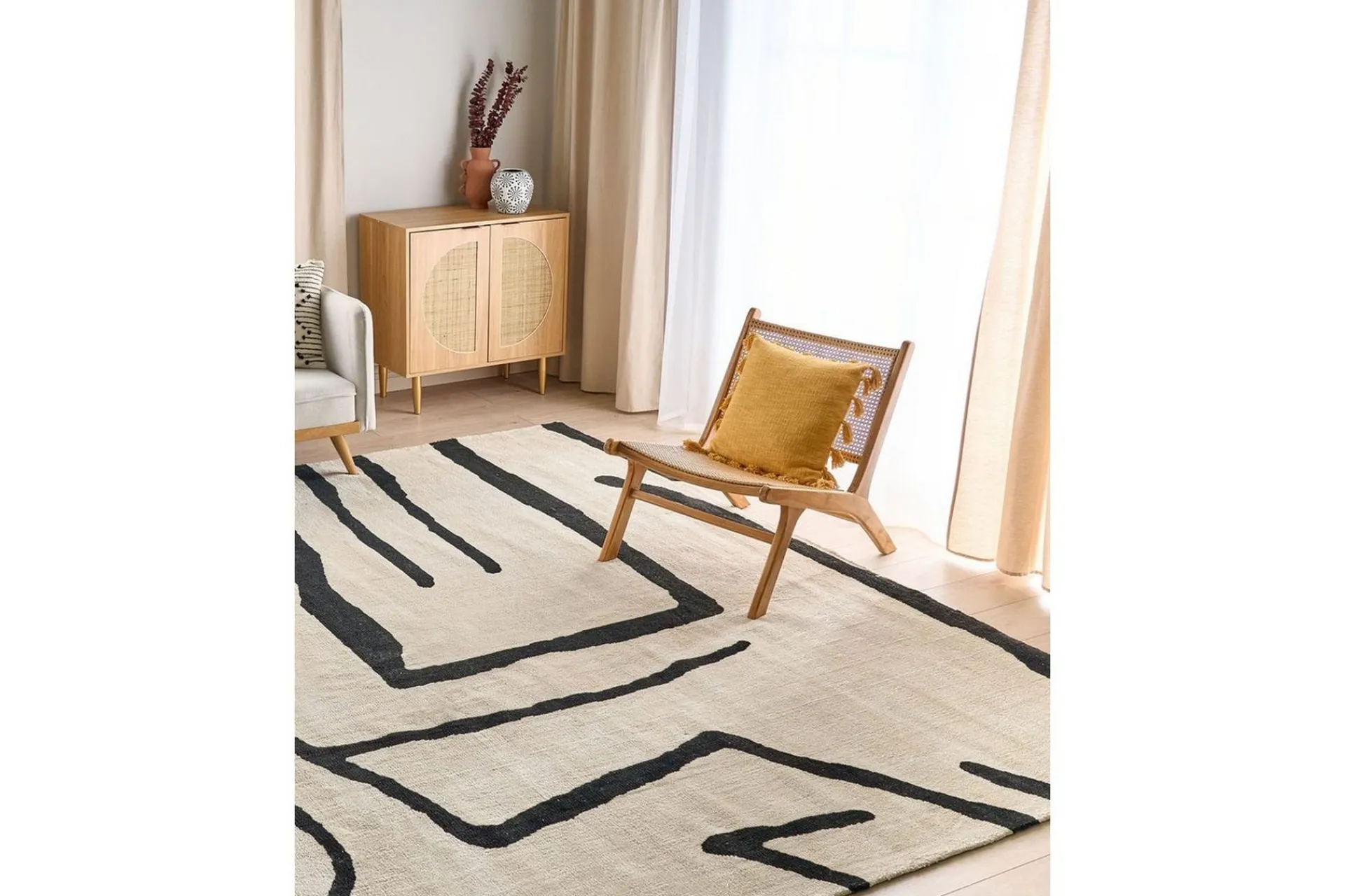 Flatvevde Tepper-Teppe Kolpur Beige,Svart