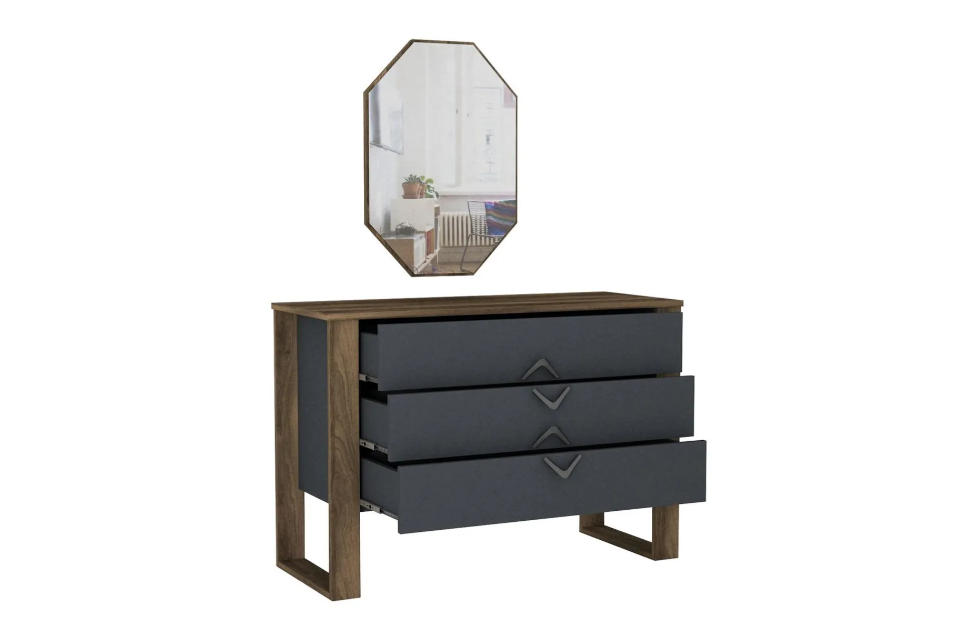 Kommode|Gangoppbevaring-Tera Home Kommode + Speil Brun,Grey