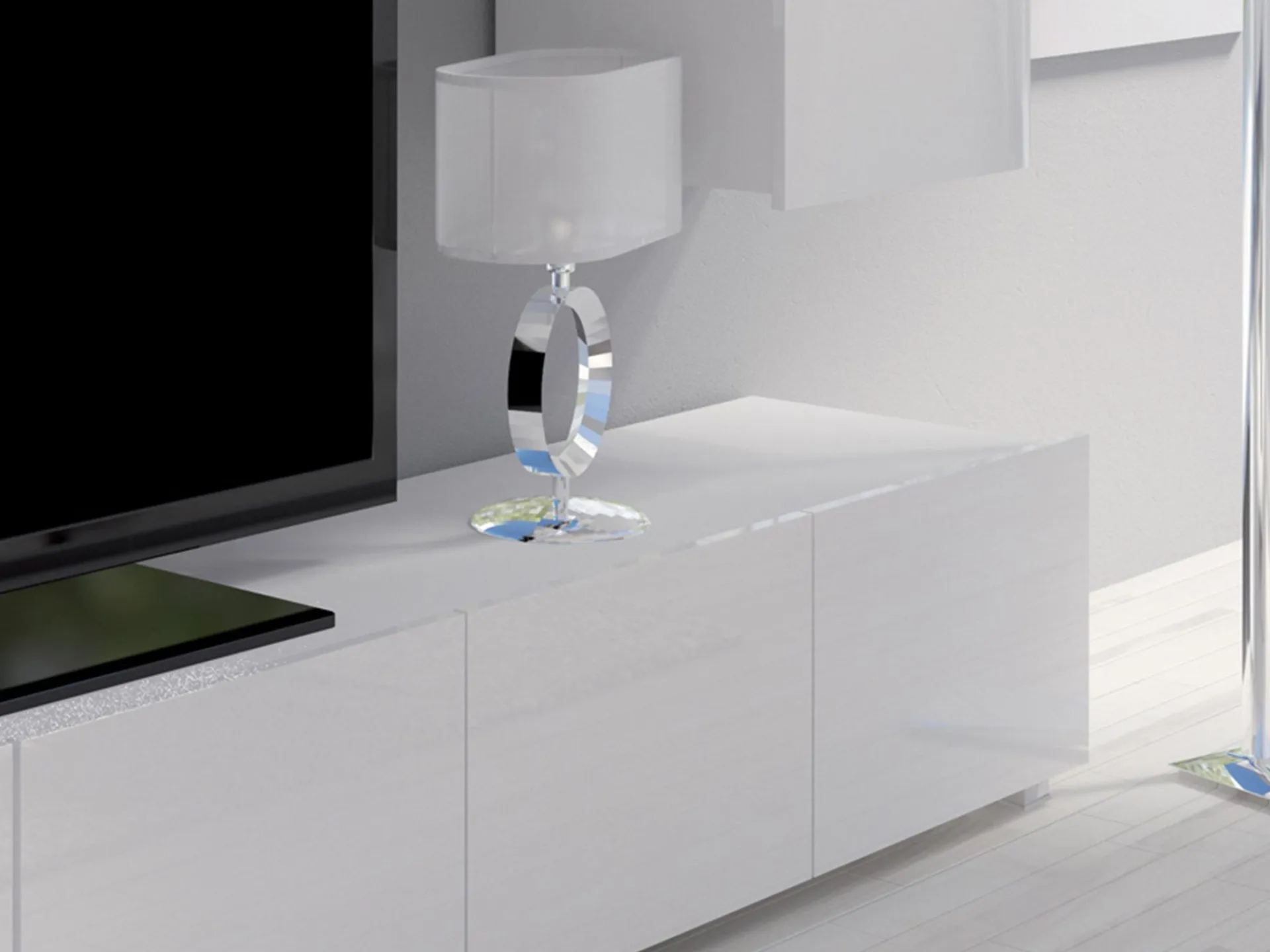 Tessan TV-veggseksjon med LED-belysning