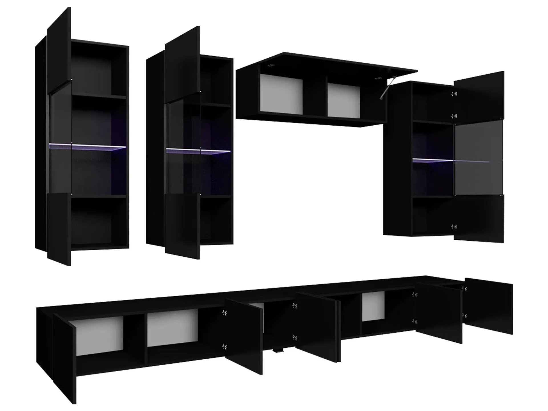 Tessan TV-veggseksjon med LED-belysning