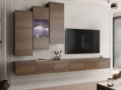 Tv-Møbelsett-Tessan TV-veggseksjon med LED-belysning brun