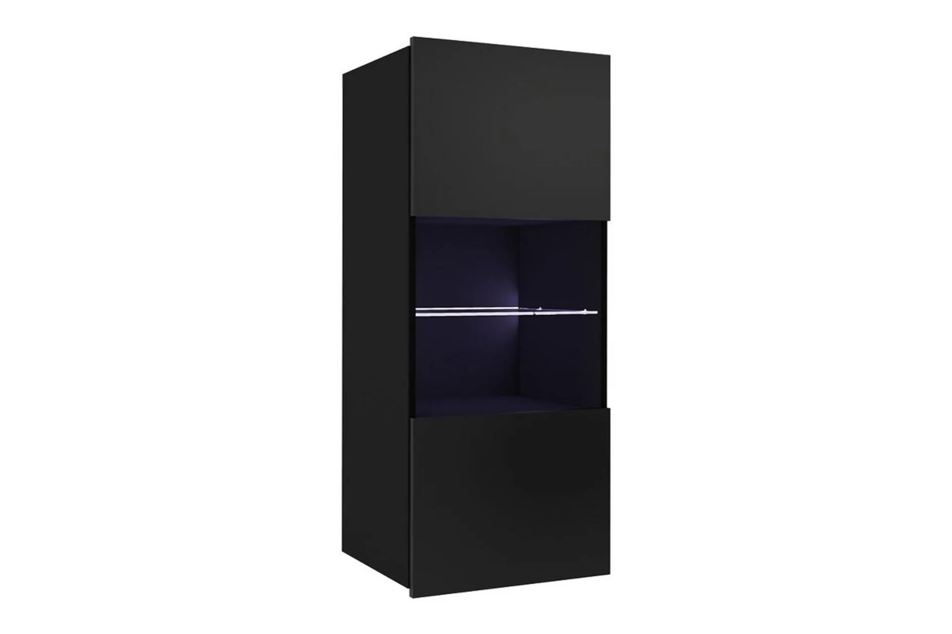 Scandinavian Choice Vitrineskap|Skap-Tessan Vitrineskap 45 cm Vegghengt Svart/svart høyglans