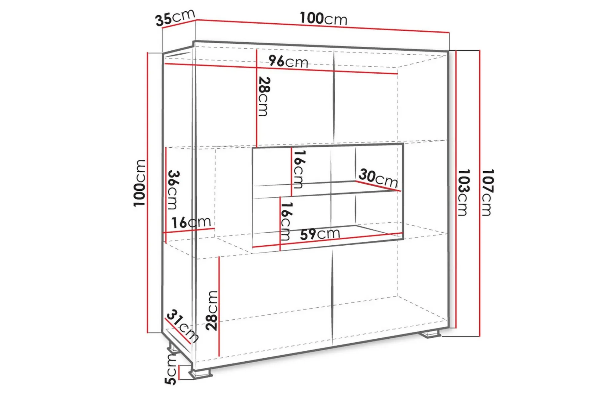 Concept 55 Tessan Vitrineskap 100x107 cm