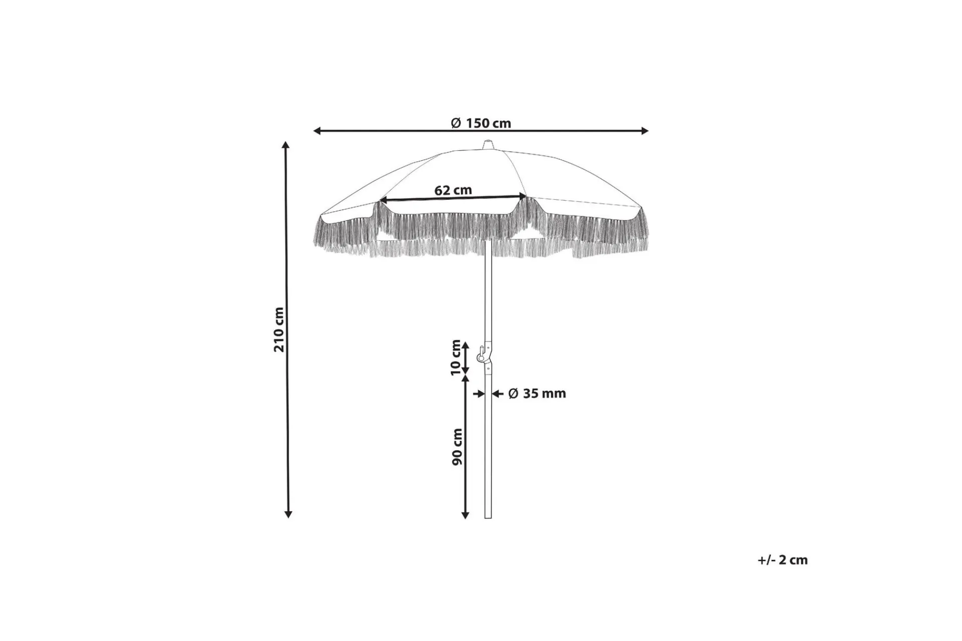 Parasoller-Teulon Parasol 150 cm Hvit/lysebrun