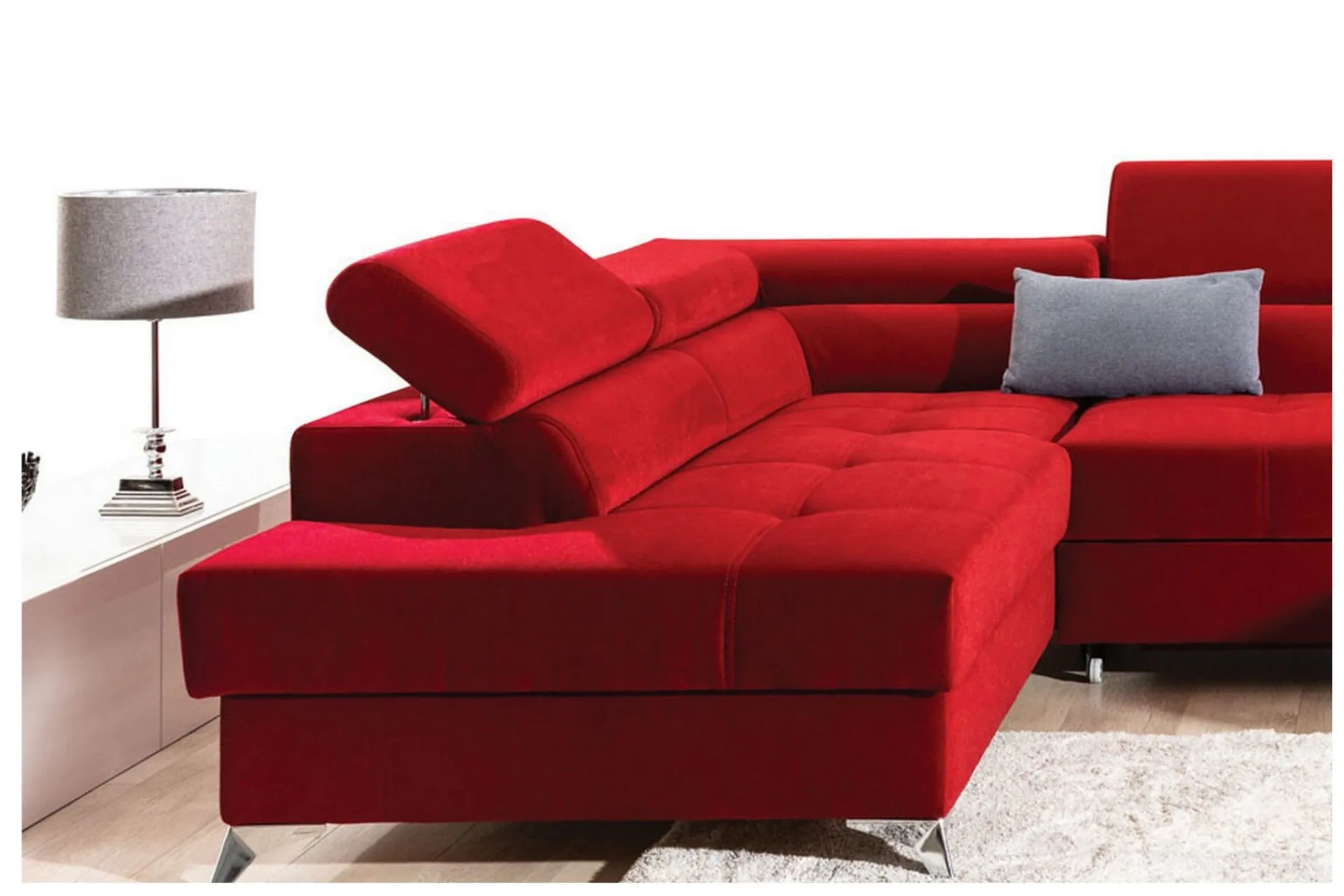 Velour Sofa & Fløyel Sofa-Theriago Hjørnesovesofa med Divan Venstre Rød