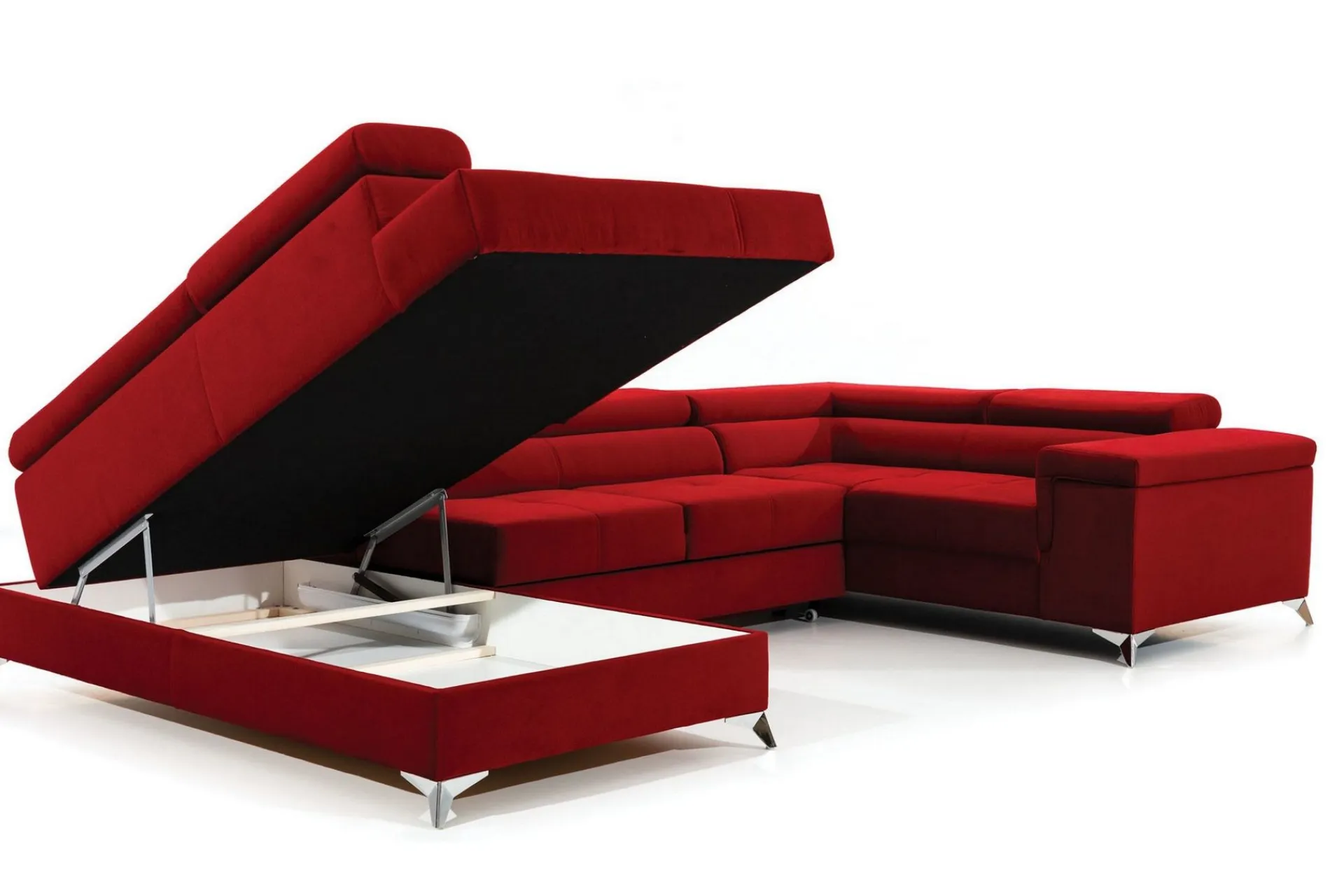 Velour Sofa & Fløyel Sofa-Theriago Hjørnesovesofa med Divan Venstre Rød