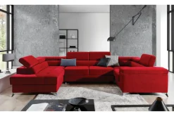 Velour Sofa & Fløyel Sofa-Theriago Hjørnesovesofa med Divan Venstre Rød