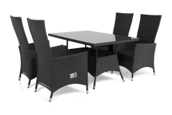 Comfort Garden Spisegrupper Hage-Thor Spisegruppe 140+4 Jenny Regulerbare Stoler Svart