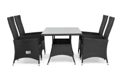Comfort Garden Spisegrupper Hage-Thor Spisegruppe 140+4 Jenny Regulerbare Stoler Svart