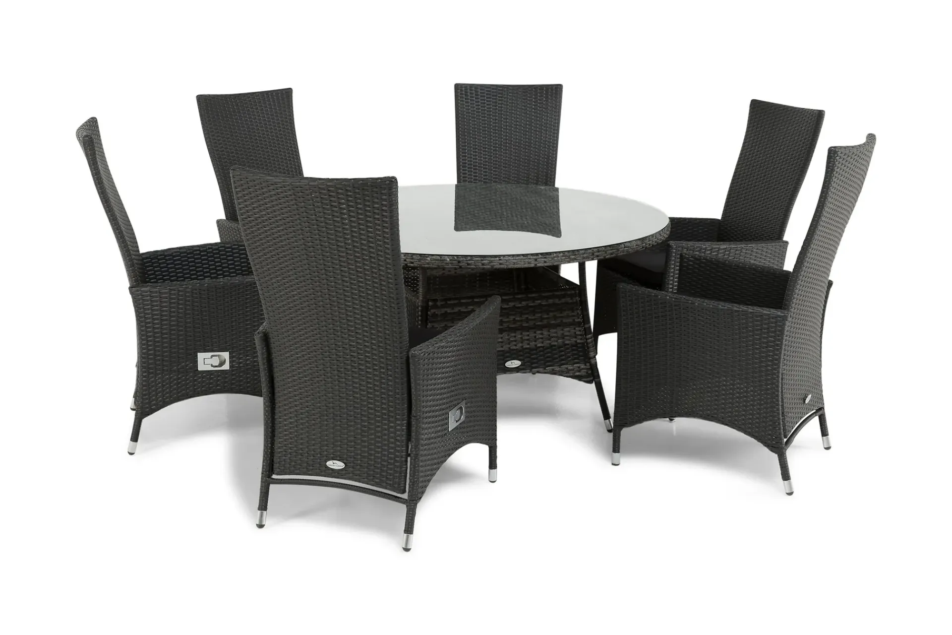 Comfort Garden Spisegrupper Hage-Thor Spisegruppe Ø140+6 Jenny Regulerbare Stoler Svart