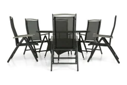 Comfort Garden Spisegrupper Hage-Thor Spisegruppe Ø140+6 Monaco Lyx Posisjonsstoler Svart,Grey