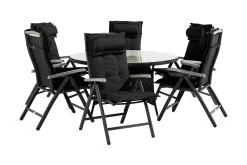 Comfort Garden Spisegrupper Hage-Thor Spisegruppe 140 Rund+6 Monaco Stoler m Pute Svart,Grey