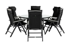 Comfort Garden Spisegrupper Hage-Thor Spisegruppe 140 Rund+6 Monaco Stoler m Pute Svart,Grey