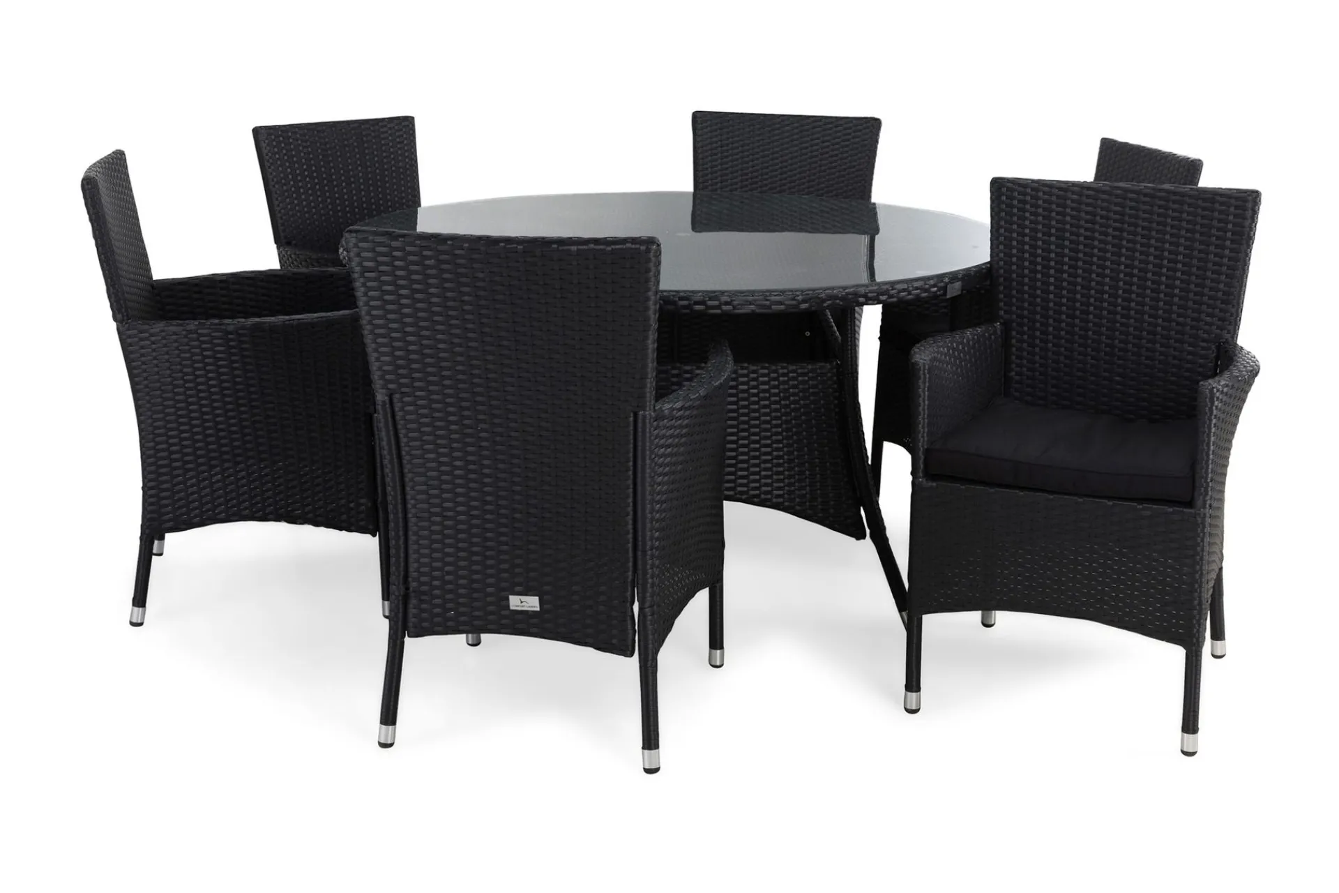 Venture Home Spisegrupper Hage-Thor Spisegruppe Ø140+6 Thor Lyx Stoler+Puter Svart