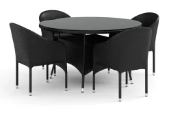 Comfort Garden Thor utendørs rund spisegruppe 140 cm med 4 Thor lenestoler