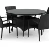 Comfort Garden Thor utendørs rund spisegruppe 140 cm med 4 Thor Light utefåtøljer