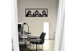 Skilt-Three Monkeys L Veggdekor Svart
