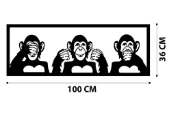 Skilt-Three Monkeys L Veggdekor Svart