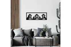 Skilt-Three Monkeys L Veggdekor Svart
