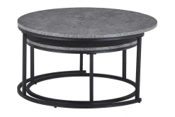 Basic Home Gangbord|Avlastningsbord-Thyra Settbord Rundt 90 cm 2 bord Grå/Svart