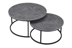 Basic Home Gangbord|Avlastningsbord-Thyra Settbord Rundt 90 cm 2 bord Grå/Svart