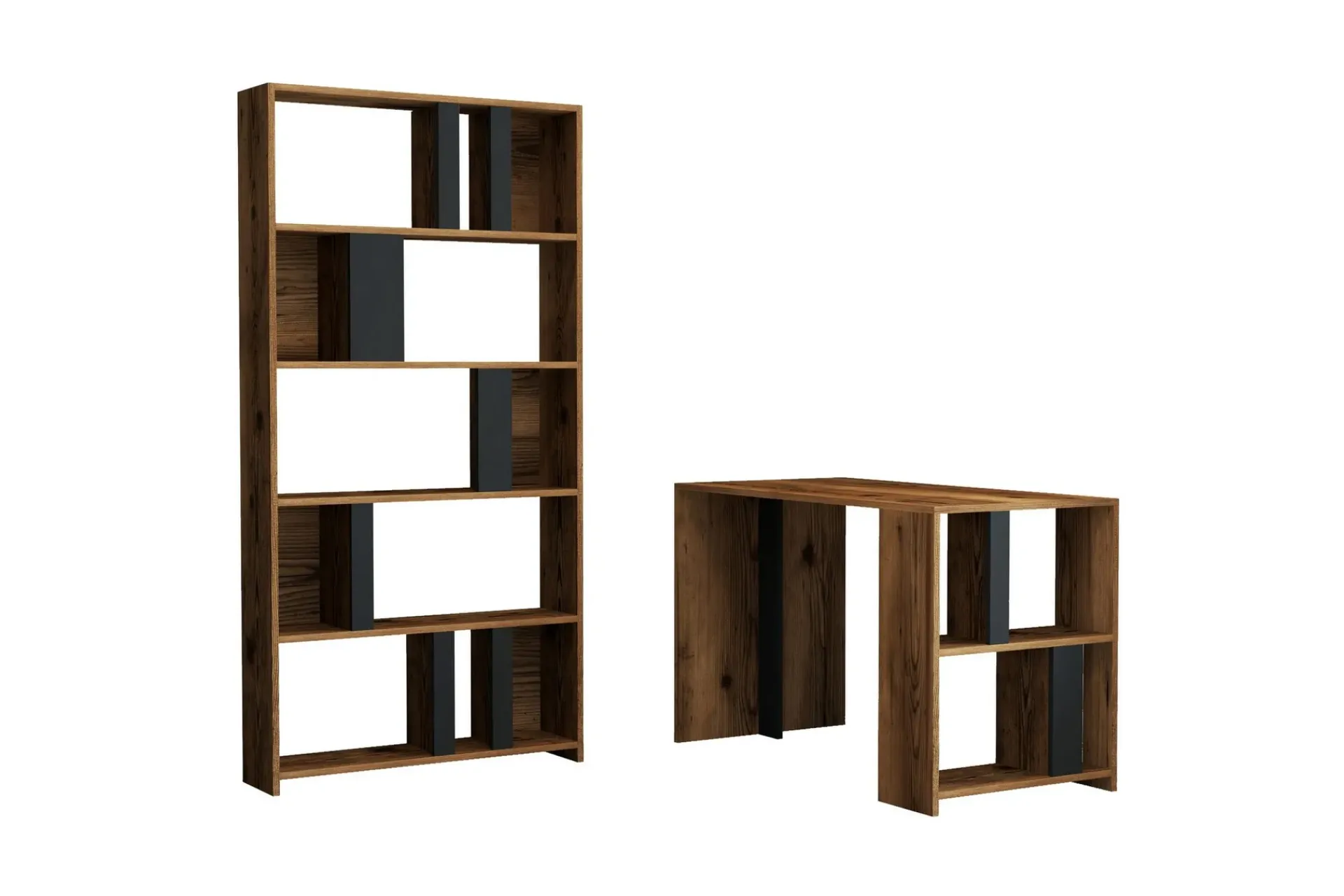 Timiza Skrivebord 120 cm med Oppbevaringshylle + Bokhylle