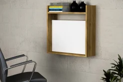 Kontorbord-Toppley Veggskrivebord 60 cm med Oppbevaring Hyller Brun,Hvit