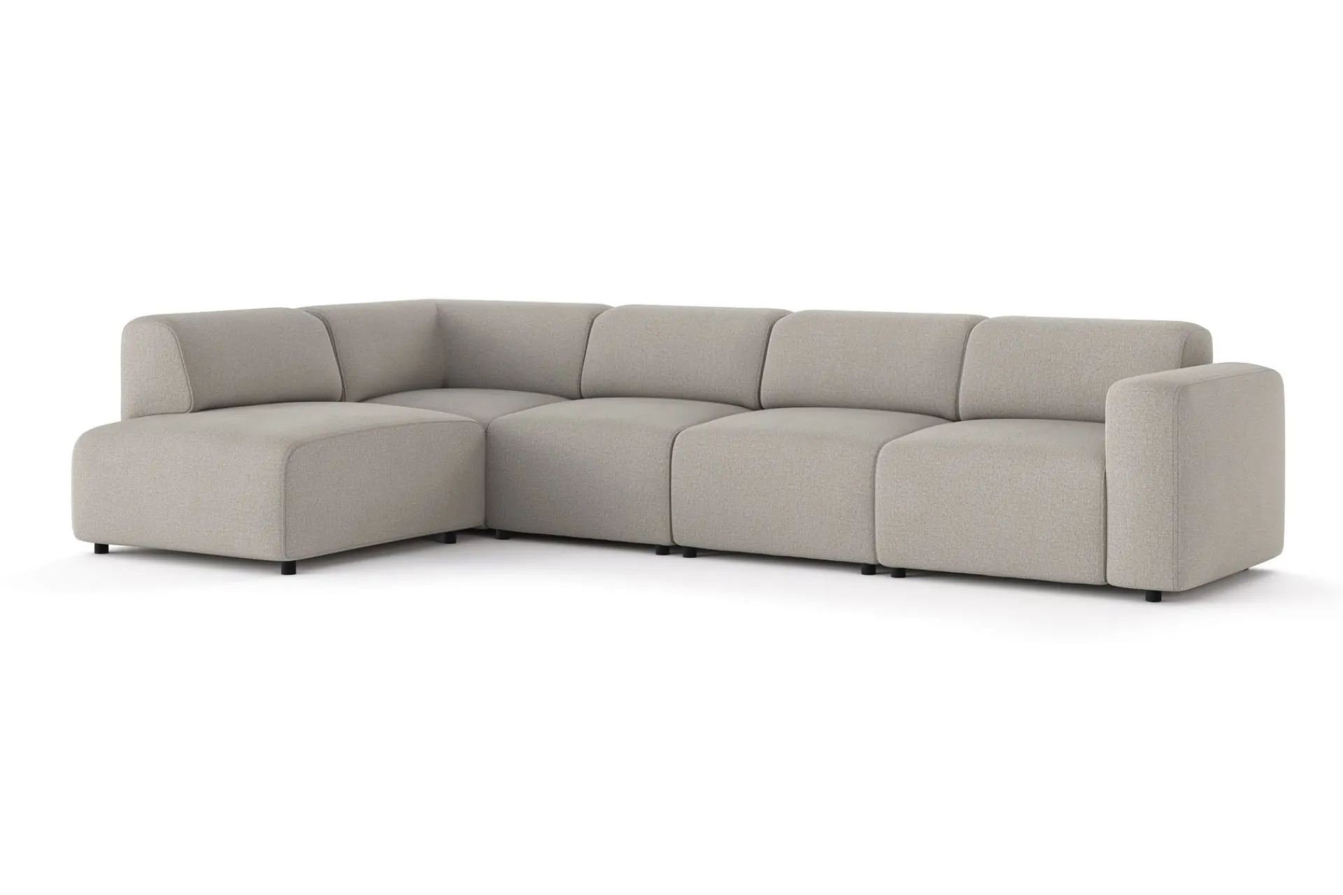 Sofa Med Sjeselong-Torvasen 5-seters sofa med divan venstre i stoff Lysegrå