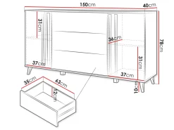 Entrekommode|Kommode-Torvos Kommode 150 cm Brun,Svart