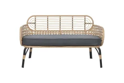Hagebenk & Hagesofa-Trädgårdsbänk med dyna Beliani Pratello Natural||Beige||Grey||Black Natural,Beige,Grey,Svart