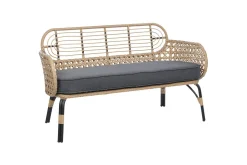 Hagebenk & Hagesofa-Trädgårdsbänk med dyna Beliani Pratello Natural||Beige||Grey||Black Natural,Beige,Grey,Svart