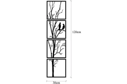 Skilt-Tree And Birds 30 cm Veggdekor Svart