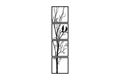 Skilt-Tree And Birds 30 cm Veggdekor Svart