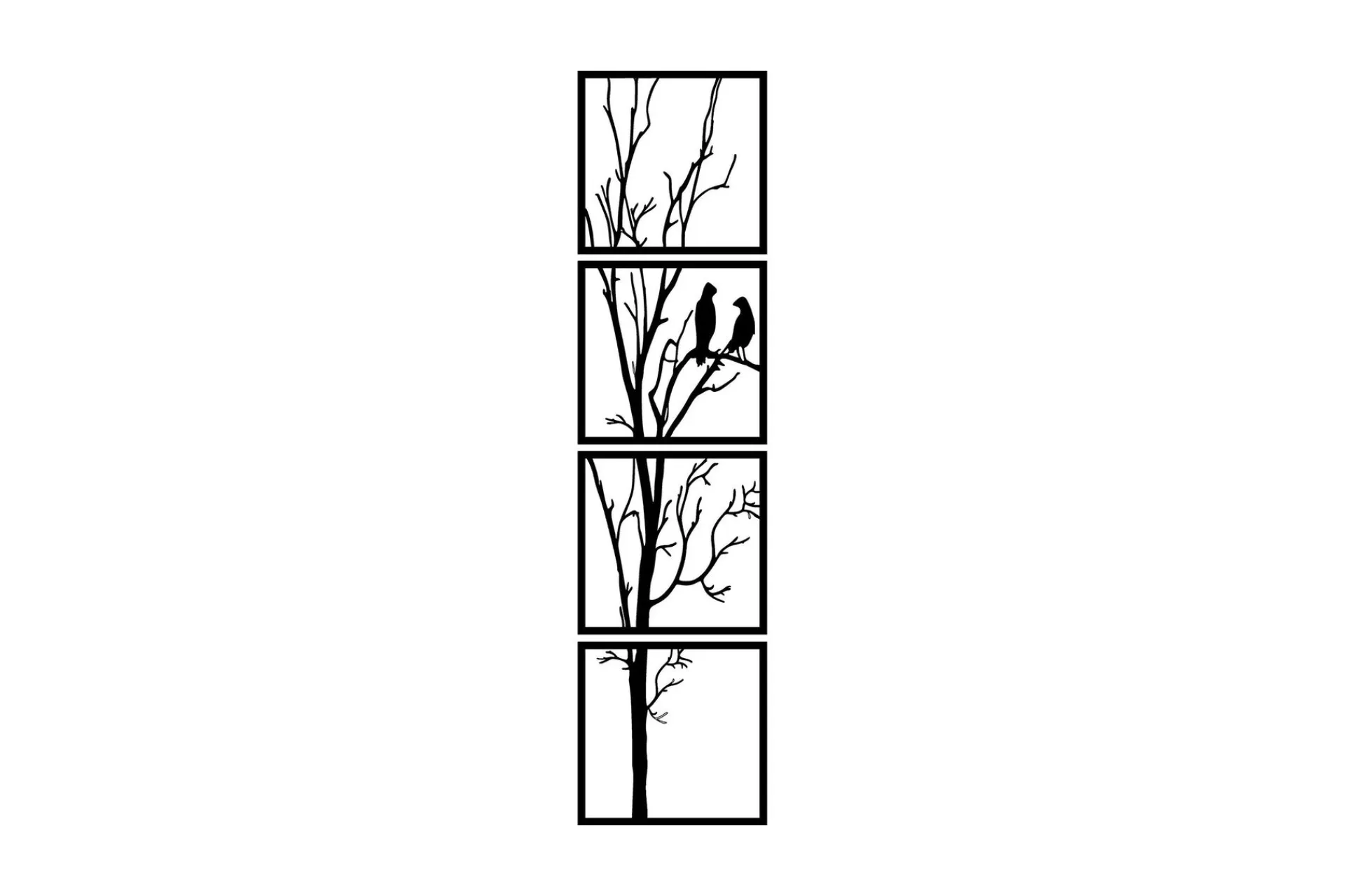Skilt-Tree And Birds 30 cm Veggdekor Svart