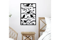 Skilt-Tree Branch Birds Veggdekor Svart